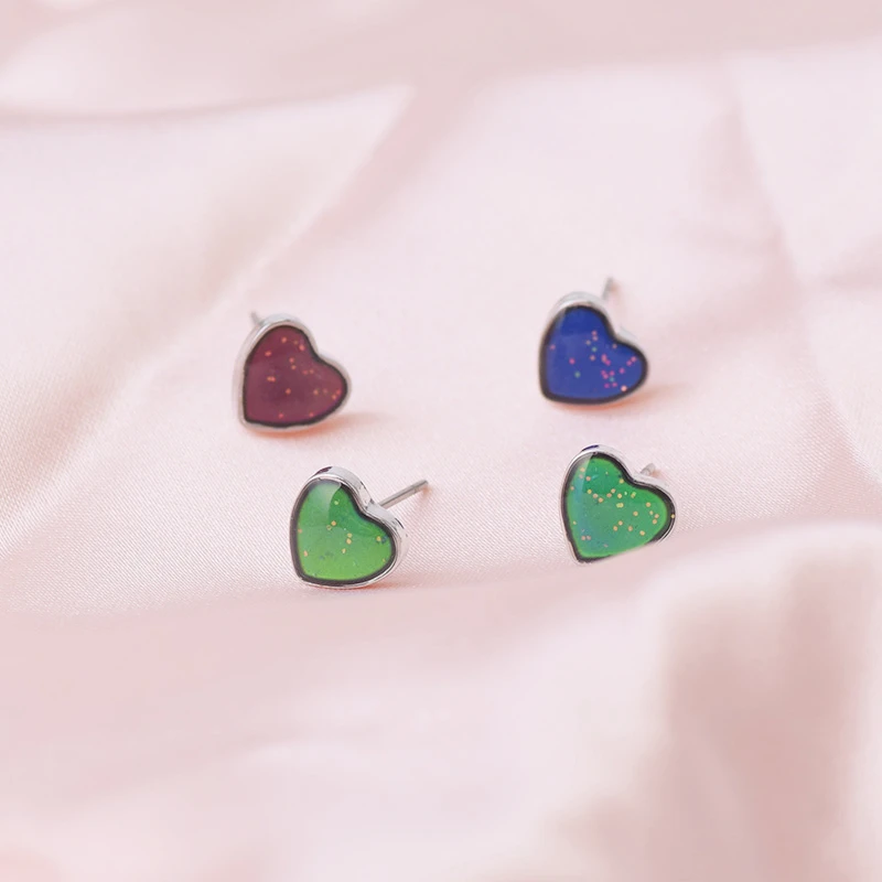 

2020 New Mini Heart-Shaped Mood Stud Jewelry Mood Heart Stud Temperature Color Change Feeling Emotional Lover Earring Gift