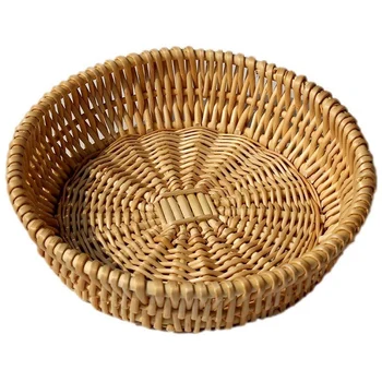 

Round Wicker Basket Fruit Bread Tray Storage Basket Wicker Basket, Natural Wicker Handmade