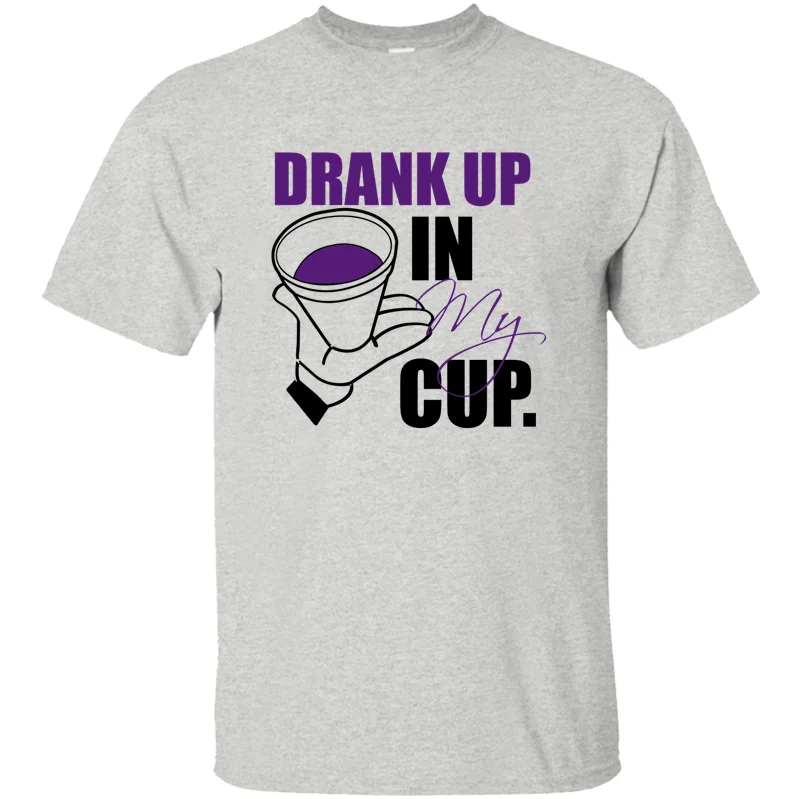 Новая модная удобная футболка с надписью «Drink up in my cup», Мужская облегающая футболка, веселая Мужская футболка с коротким рукавом в стиле хип-хоп - Цвет: Men-Gray