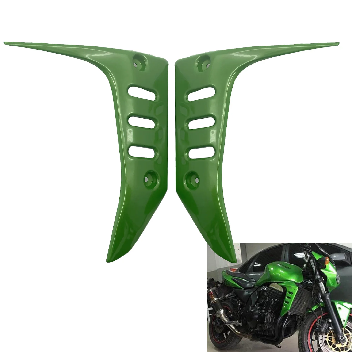 

Green ABS Plastic Injection Molded Radiator Side Cover Panel Fairing For Kawasaki Z750 Z 750 2004-2006