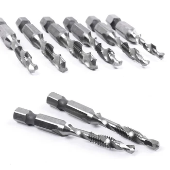 

1/4in Drill Bit Hex Shank Kit Tool Drilling Tapping Silver 6PCS Spiral