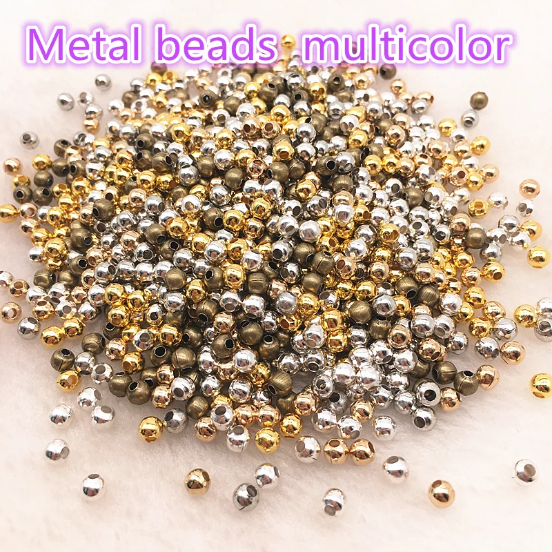 multicolor Новые 3 мм 4 мм Золотые/серебряные/Бронзовые/серебристые металлические бусины гладкие шарики для самостоятельного изготовления ювелирных изделий ювелирные изделия - Цвет: multicolor