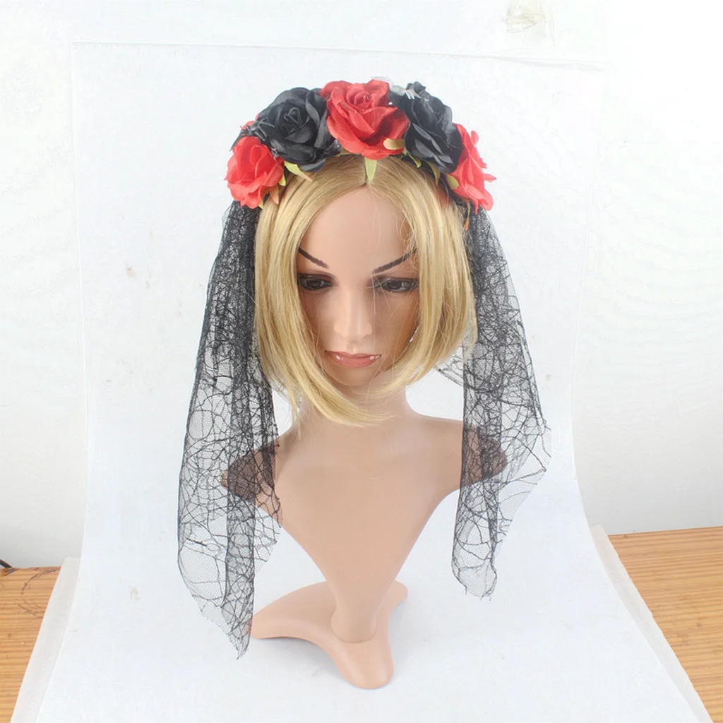 

Adjustable Headband Spider Mesh Halloween Headdress Rose Flower Prom Accessories korean hair accessories hair scrunchies