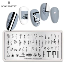 Милые украшения BORN серии прямоугольные штамповки ногтей пластины цветочный орнамент дизайн ногтей изображение украшение тема