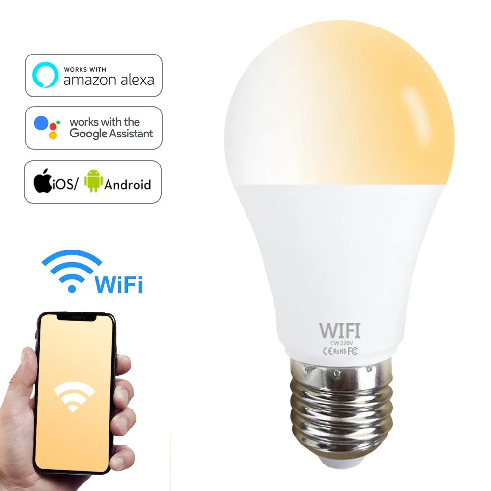 Умная лампа с регулируемой яркостью 15 Вт Wi-Fi B22 E27 светодиодная управление через
