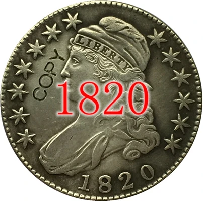 1820 США(1807-1836) 27 монет с закрытым бюстом, Надпись EDGE половина копия доллара монеты - Цвет: 1820