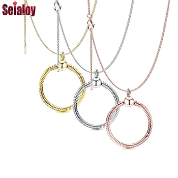 

Seialoy New 45cm Cable Basic Chain For Necklace Fit Original O Shape Charms Pendant Necklace Women Men Jewelry Boy Girls Gift