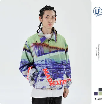 

LawFoo fall/winter, 2020 new national fashion men's full-body printed letter loose men's jacket jacket