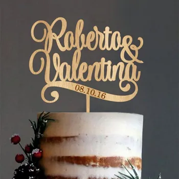 

Custom Names Wedding Cake Topper Rustic Wooden Personalized Date Wedding Cake Topper wedding favors and gifts