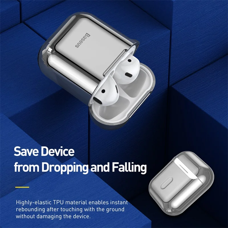 Роскошный чехол Baseus для наушников Apple Airpods мягкий силиконовый защитный