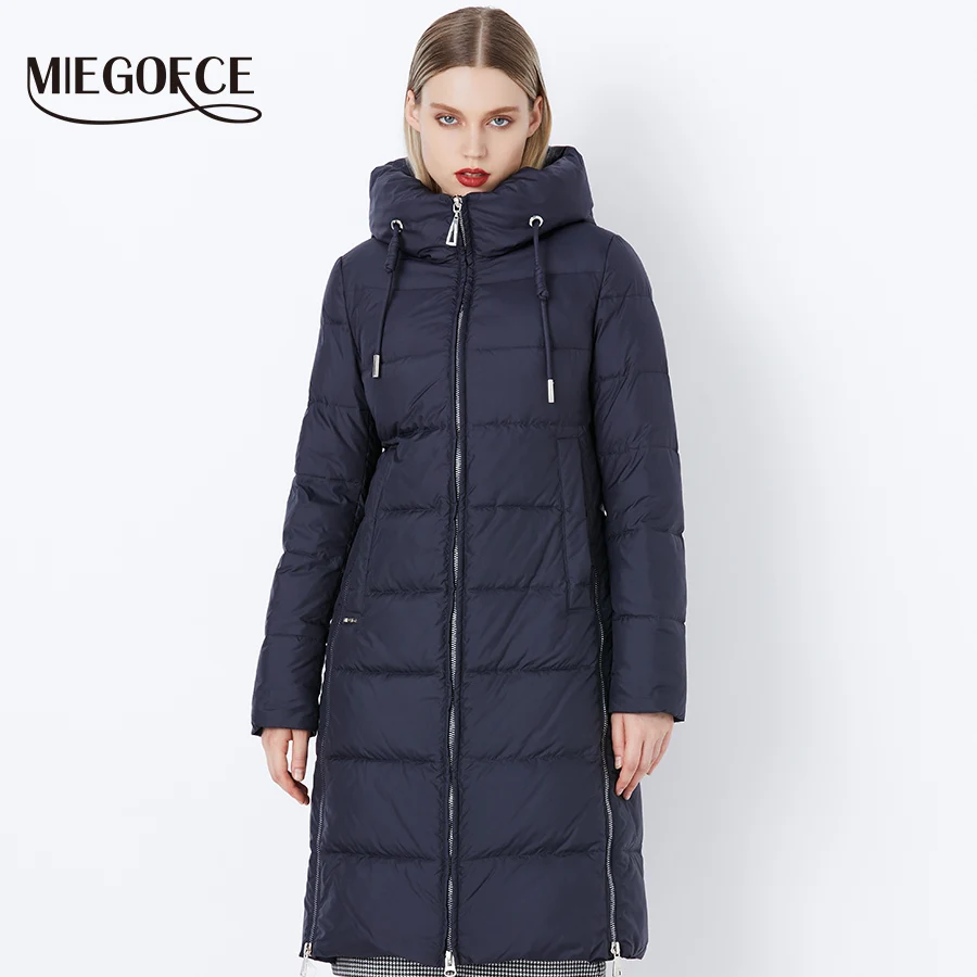 Prix MIEGOFCE 2019 épais hiver coupe vent manteau col montant à capuche hiver veste de haute qualité vente hiver Collection femmes Parka