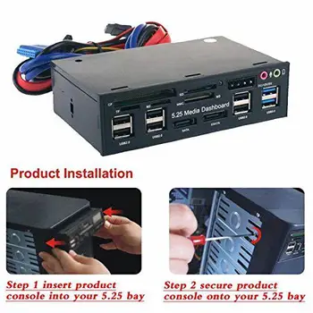 

USB 3.0 Hub Multi-Function eSATA SATA Port Internal Card Reader PC Media Front Panel Audio for SD MS CF TF M2 MMC Memory Cards