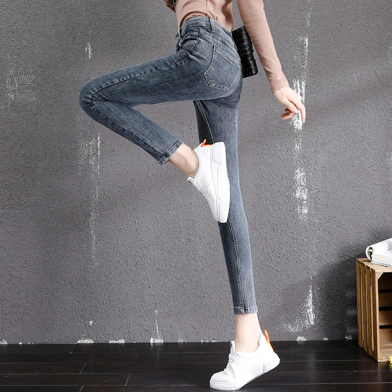 Winter Fleece Warm Thick Plus Velvet Skinny Mom Jeans For Women High waist Slim fit Female Stretch Denim Pencil Pants