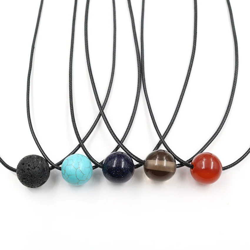 

XSM 18 mm Round Beads Black Hemp Rope Necklaces for Women Men Adjustable Chain Reiki Amulet Natural Stones Jewelry Making 1 Pcs
