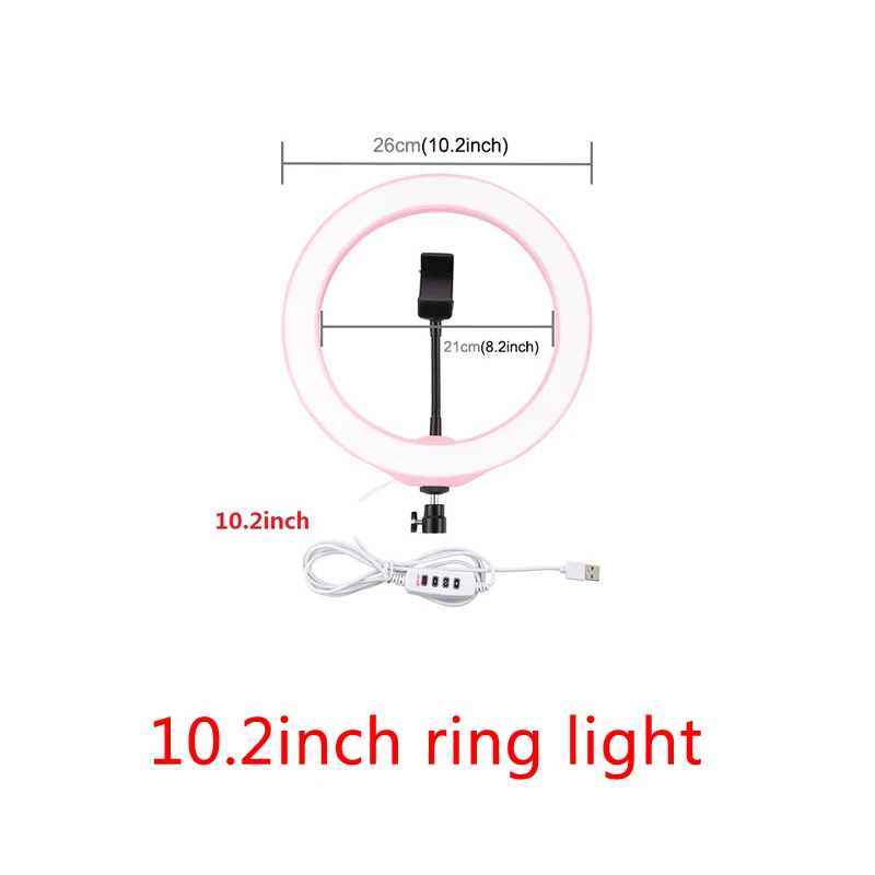 PULUZ 10.2 inch USB Dimmable LED Selfie Ring Light Photography Blogger Vlogging Youtube Video Light& Cold Shoe Ball Head PU397 - Color: Only Ring light