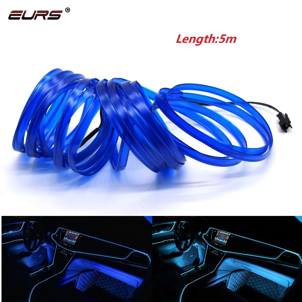 

EURS 5 Meters Car Interior Lighting Auto LED Strip EL Wire Rope accessories atmosphere lamp Flexible Neon Light DIY 5m