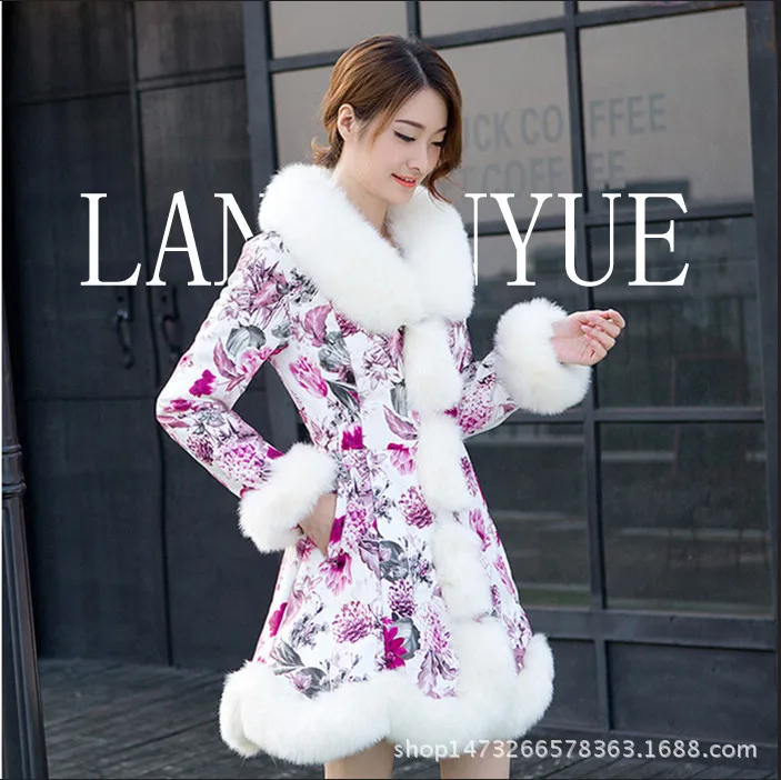 Фуксия Hot Sale Winter Women's Faux Fur High Quality Faux Sheepskin Coats Keep Warm With Fur Fox Collars Slim Female Furs Plus Size - Цвет: Фуксия