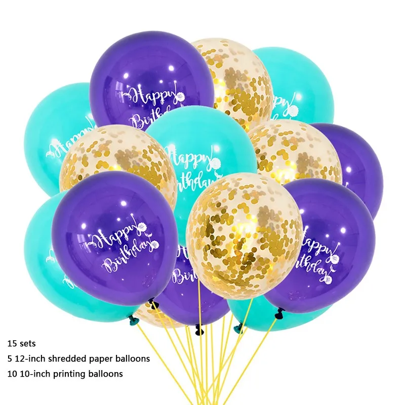 

12-Inch 10-Inch 15Pcs Colorful HAPPY BIRTHDAY Letter Print Confetti Latex Balloons Set For Wedding Birthday Party Decoration