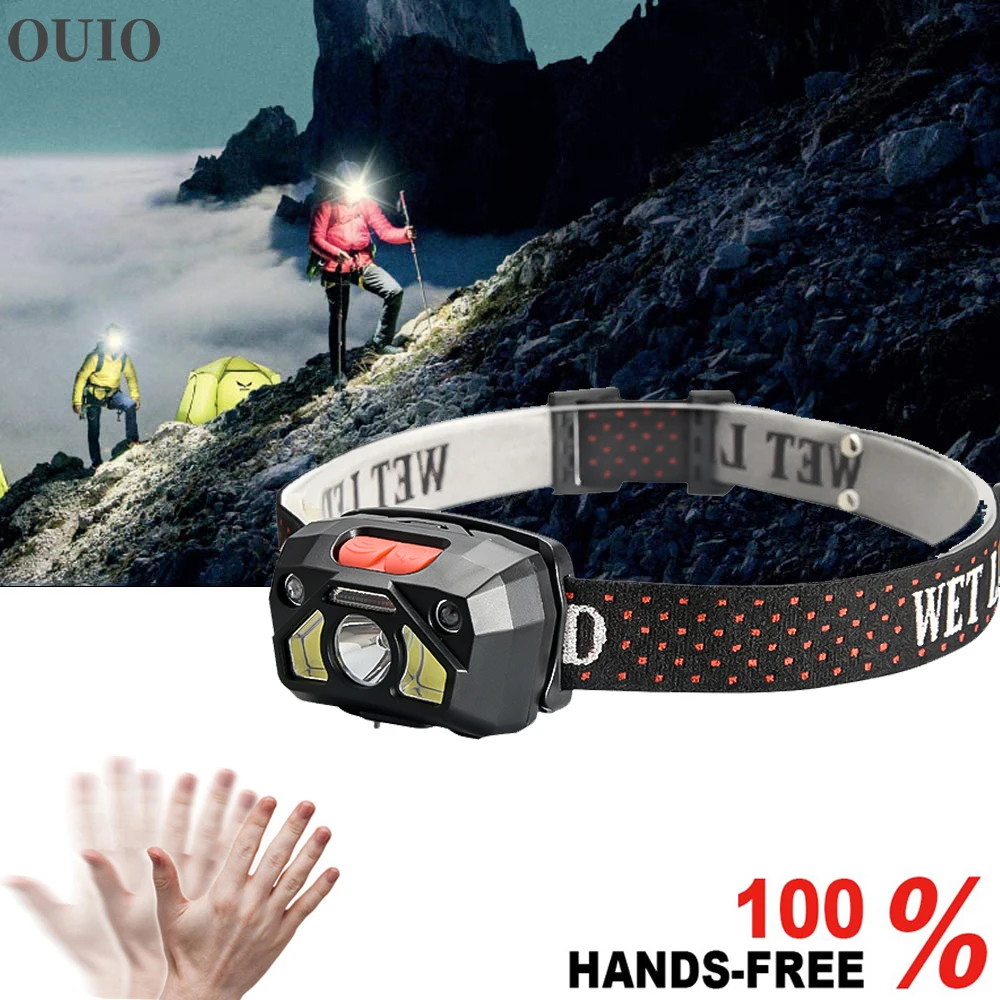 

Powerful Headlight Hands-free Induction Camping LED Motion Sensor USB rechargeable headlamp