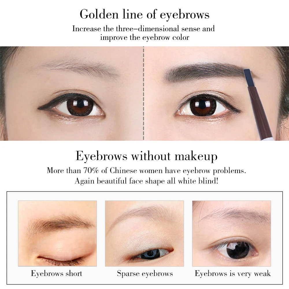 New 5pcs Replace Eyebrow Pencil Natural Waterproof Rotating Automatic Eyeliner Eye Brow Pencil With Brush Beauty Cosmetic Tool