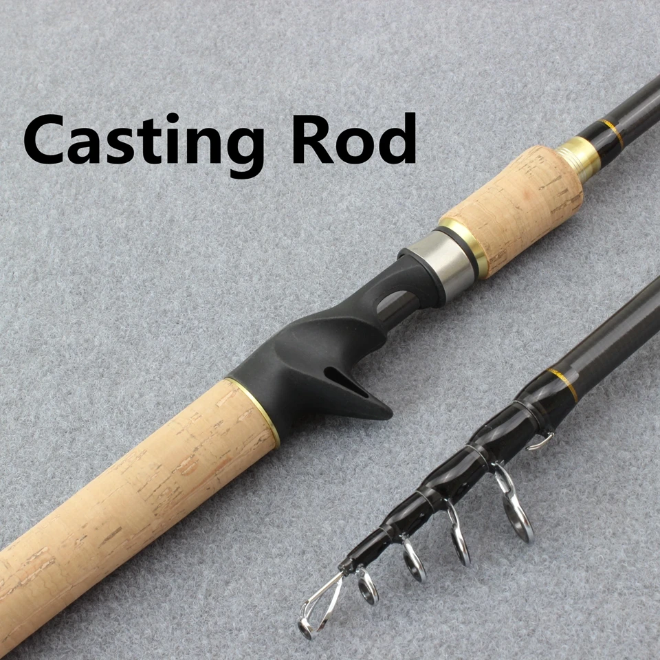 Высокое качество 1,8 м 2,1 М 2,4 М 2,7 м спиннинг карбоновая телескопическая удочка Приманка Удочка деревянная ручка полюс Рыболовные снасти - Цвет: Casting Rod