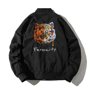 

Bomber Jacket Men Animal Embroidery Jacket Men Women Japanese Baseball Coat Tiger Fashion Casual Windbreaker Streetwear 2020