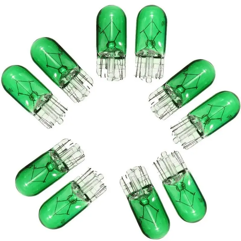 

10pcs Car Width Indicator Light Green Blue Color T10 501 W5W Dashboard Panel Gauge Light Bulbs 3W 12V Auto Accessories