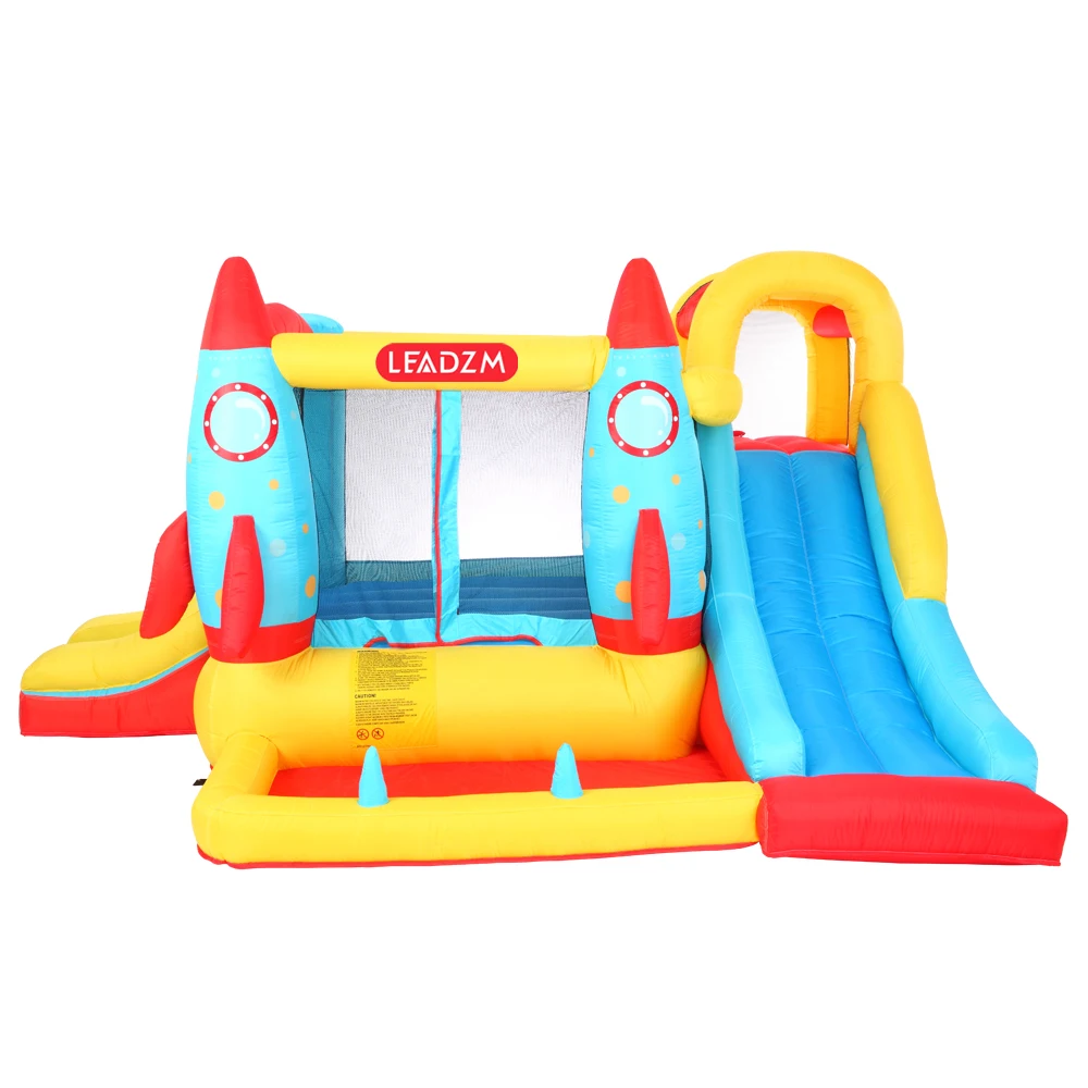 

Inflatable Bounce House Castle Slide Rocket Style 420D Oxford Cloth 840D Oxford Cloth Jump Surface Ideal Kids Play Castle[US-W]