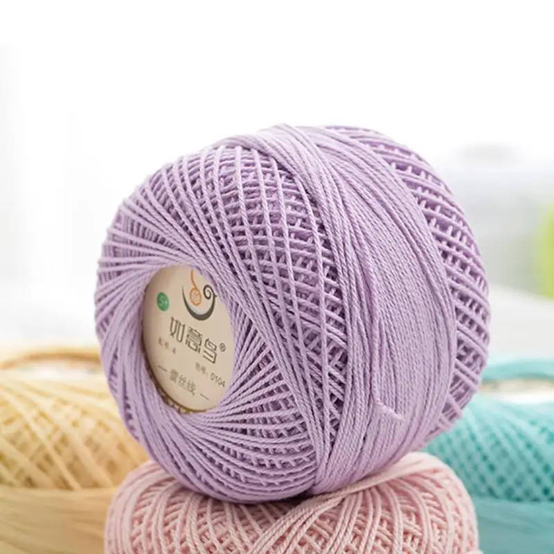 50g/ball Soft 3 ply 100% Cotton 5# Lace Yarn for Hand Knitting Crochet Thin Thread for DIY Pillow Lace Supplies FZ334 2