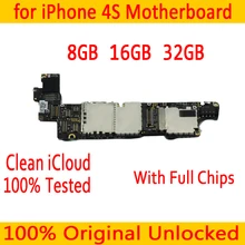 С системой IOS для iphone 4S материнская плата с чистым iCloud, оригинальная разблокированная для iphone 4S материнская плата+ полные чипы