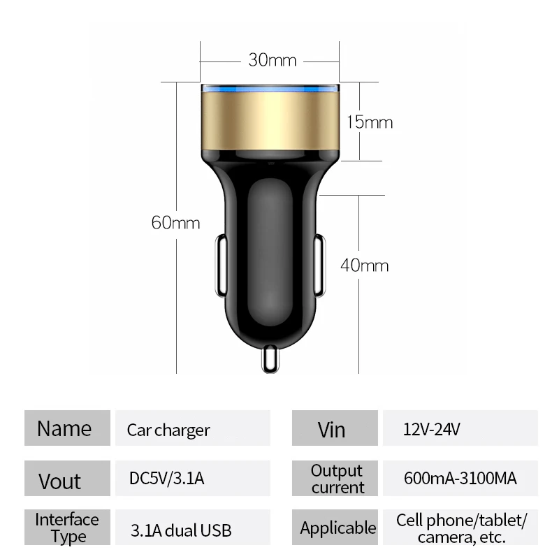 3.1A двойное USB Автомобильное зарядное устройство прикуриватель Быстрая зарядка для Volkswagen Passat B5 Golf MK5 Skoda Octavia Audi A3 A4L A6L