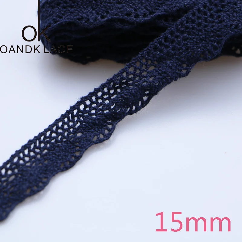 15MM 5yard Новинка, 5 ярдов, синяя хлопковая кружевная лента ручной работы в стиле пэчворк, скрапбук для рукоделия, швейных аксессуаров - Цвет: 15MM 5yard