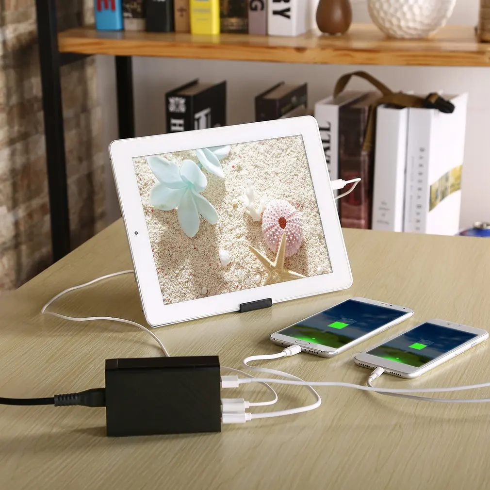 5 в 8A 5 портов USB зарядное устройство с кабелем для передачи данных высокоскоростное зарядное устройство для телефона настенный адаптер для зарядки смартфона розетка для зарядки с европейской вилкой