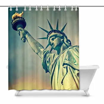 

Vintage Close Up of The Statue of Liberty in New York City House Decor Shower Curtain for Bathroom, Decorative Fabric Bath