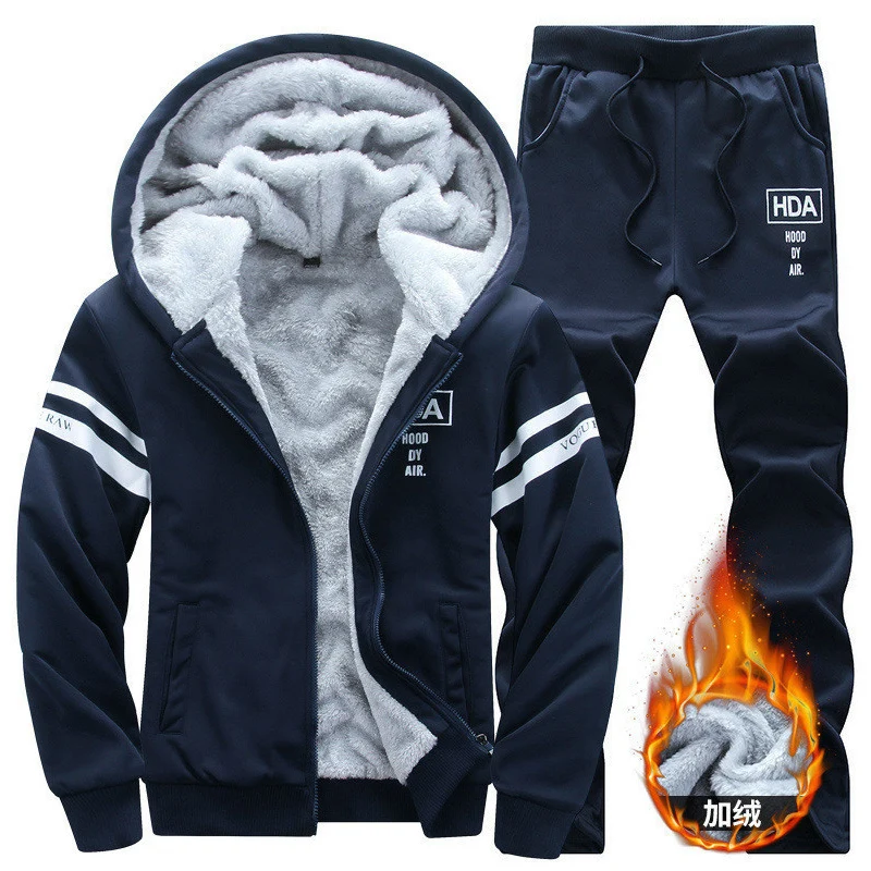 

Winter Tracksuits Men Set Thicken Hoodies + Pants Fashion Sweatshirt Sportswear Set Male Hoodie Suits Sports Suits New 2022