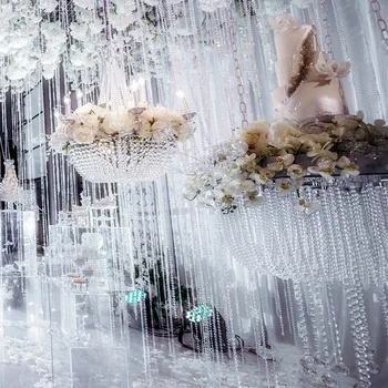 

30 Meters 10mm Craft Crystal Acrylic Beads Cotton Line Chain For DIY Wedding Party Decoration Hanging Curtain