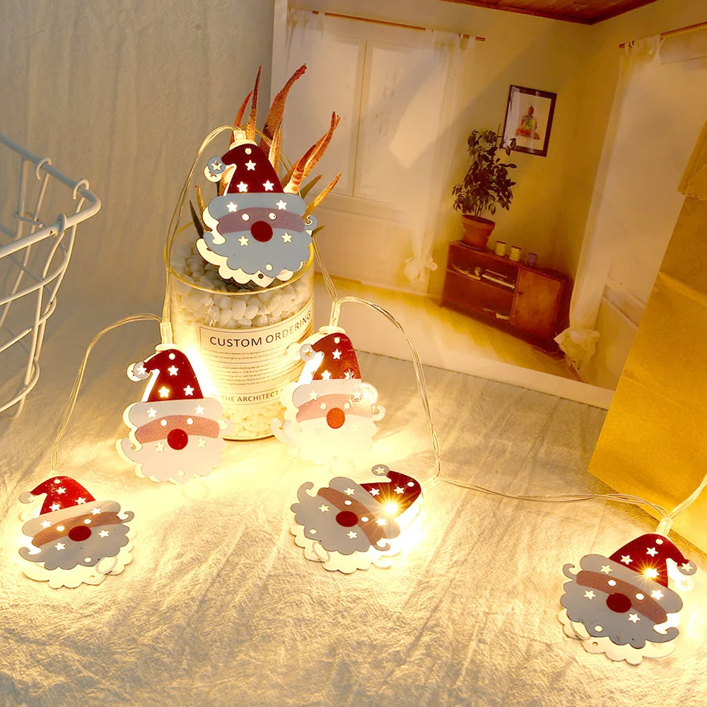 Светодиодный светильник в виде сосновых орехов, рождественские сосновые шишки, ветка, красные бусины, звезды, для дома, вечерние, свадебные, декоративные гирлянды, декор D35 - Испускаемый цвет: Art Iron Santa Claus