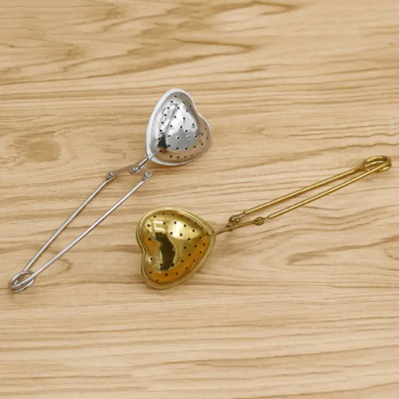 

Long Handle Tea Ball Strainer Infuser Filter Interval Diffuser Heart-Shaped Tea Herbal Spices Seasonings Food Tongs