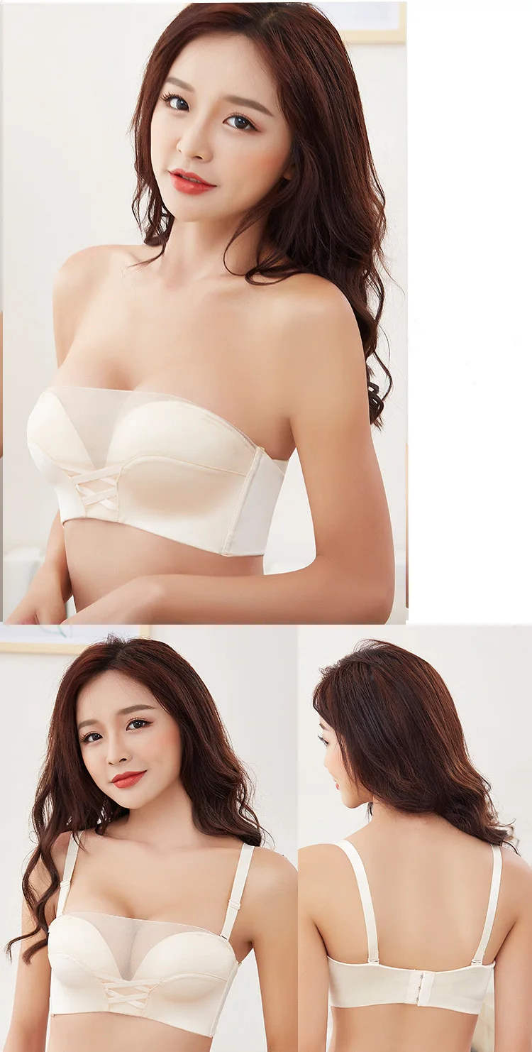 Sexy Push Up Bras for women Strapless Lace brassiere Underwear BH AB Cup seamless bralette famale fly invisible bra 11