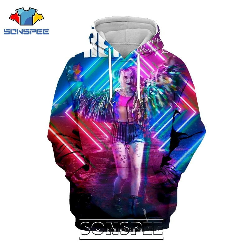 SONSPEE 3D Print Birds of Prey Hoodie Men Women 2020 Newest Casual Coat Streetwear Hip Hop Pullover Tops Harley Quinn Sweatshirt SONSPEE 3D Print Birds of Prey Hoodie Men Women 2020 Newest Casual Coat Streetwear Hip Hop Pullover Tops Harley Quinn Sweatshirt