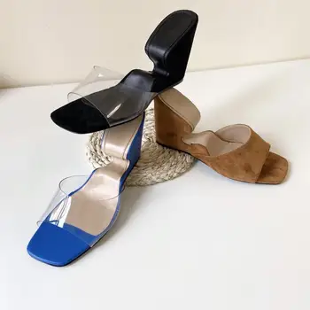 

New Hot Sale Shoes Women Leisure Women Slippers Genuine Cow Leather Wedges High Heels Women Slippers Zapatos De Mujer Size 35-40