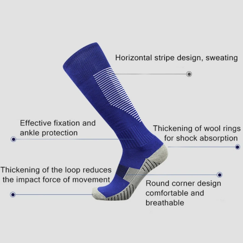 Профессиональные спортивные футбольные носки для взрослых, Нескользящие футбольные носки до колена, утолщенные впитывающие пот дышащие носки