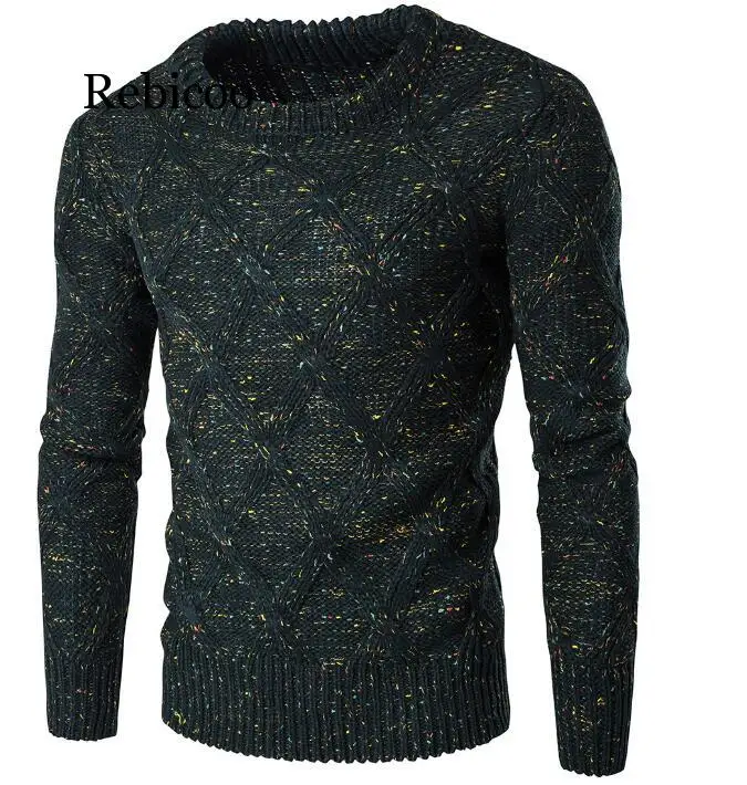 Sweater Men 2019 Brand Thickening Pullover Sweater Male O-Neck Color Dot Slim Fit Knitting Mens Sweaters Man Pullover Men