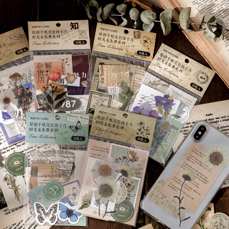 Pegatina Vintage para decoración de teléfono, suministros de papelería estilo Retro, margaritas, flores, pegatinas de plantas, diario de balas, etiquetas adhesivas para álbum de recortes