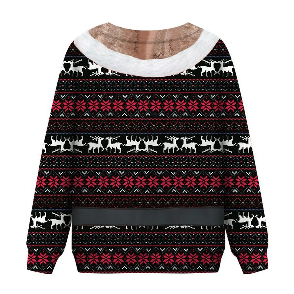 Womail повседневные женские толстовки с круглым вырезом, Рождественский свитер с забавным принтом, модные зимние свободные толстовки, пуловер