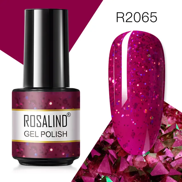 ROSALIND Gel Nail Polish Glitter Gel For Manicure Art Semi Permanent Hybrid Varnish Need UV LED Base Top Coat Nail Polish RAR2065