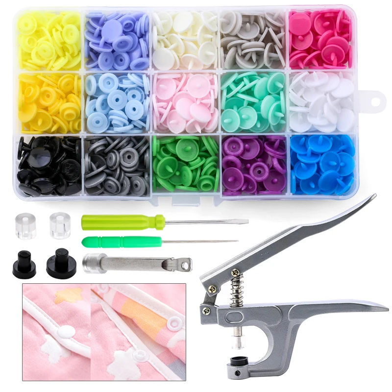 100/150 Sets T5 Plastic Snap Button with Snaps Pliers Tool Kit ...