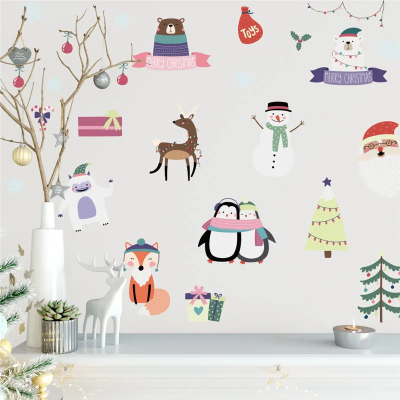 

Vacclo 36pcs Ins Bear Snowman DIY Xmas Wall Sticker Children Room Living Room TV Sofa Background Wallpaper Decor Festival Poster