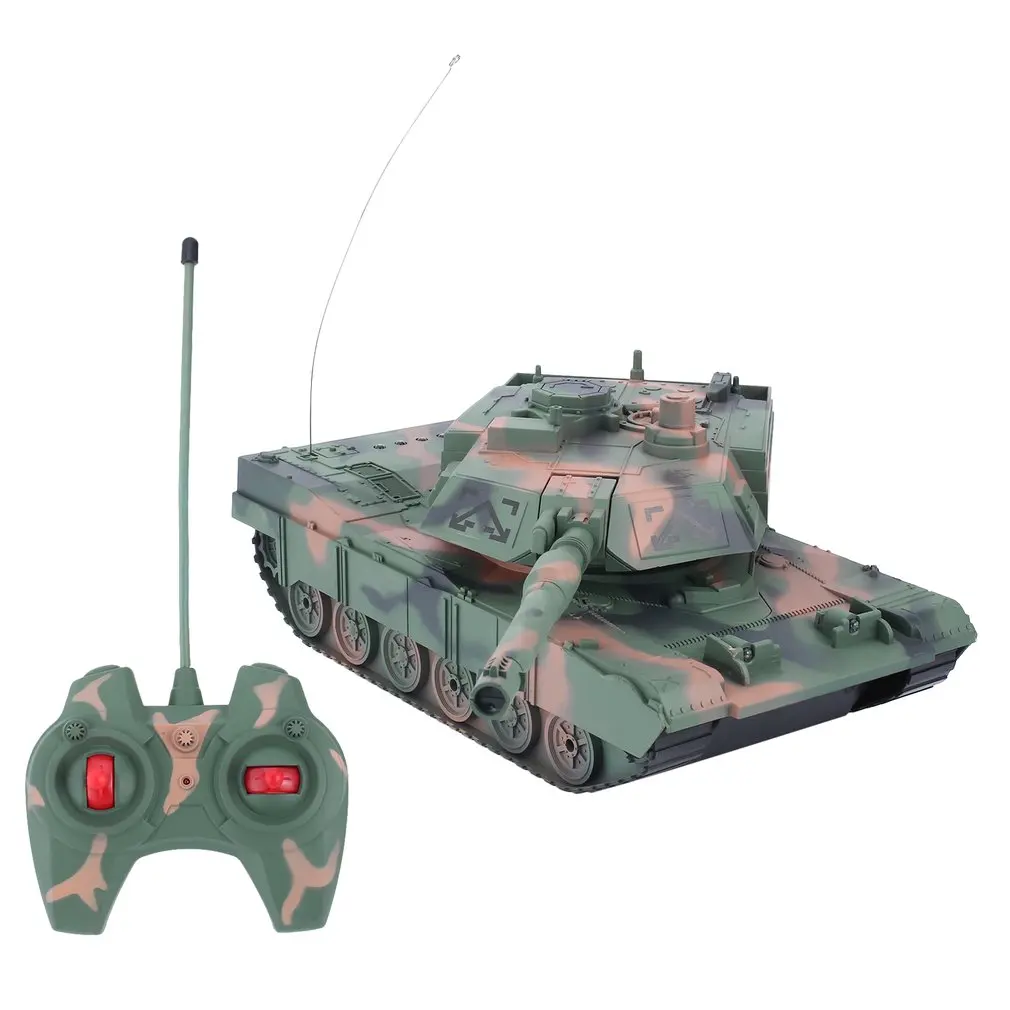 1:14 4CH Simulation RC Military Tank Turret Rotation Light & Music Remote Control Model Long Distance Control Kids Toy Gift