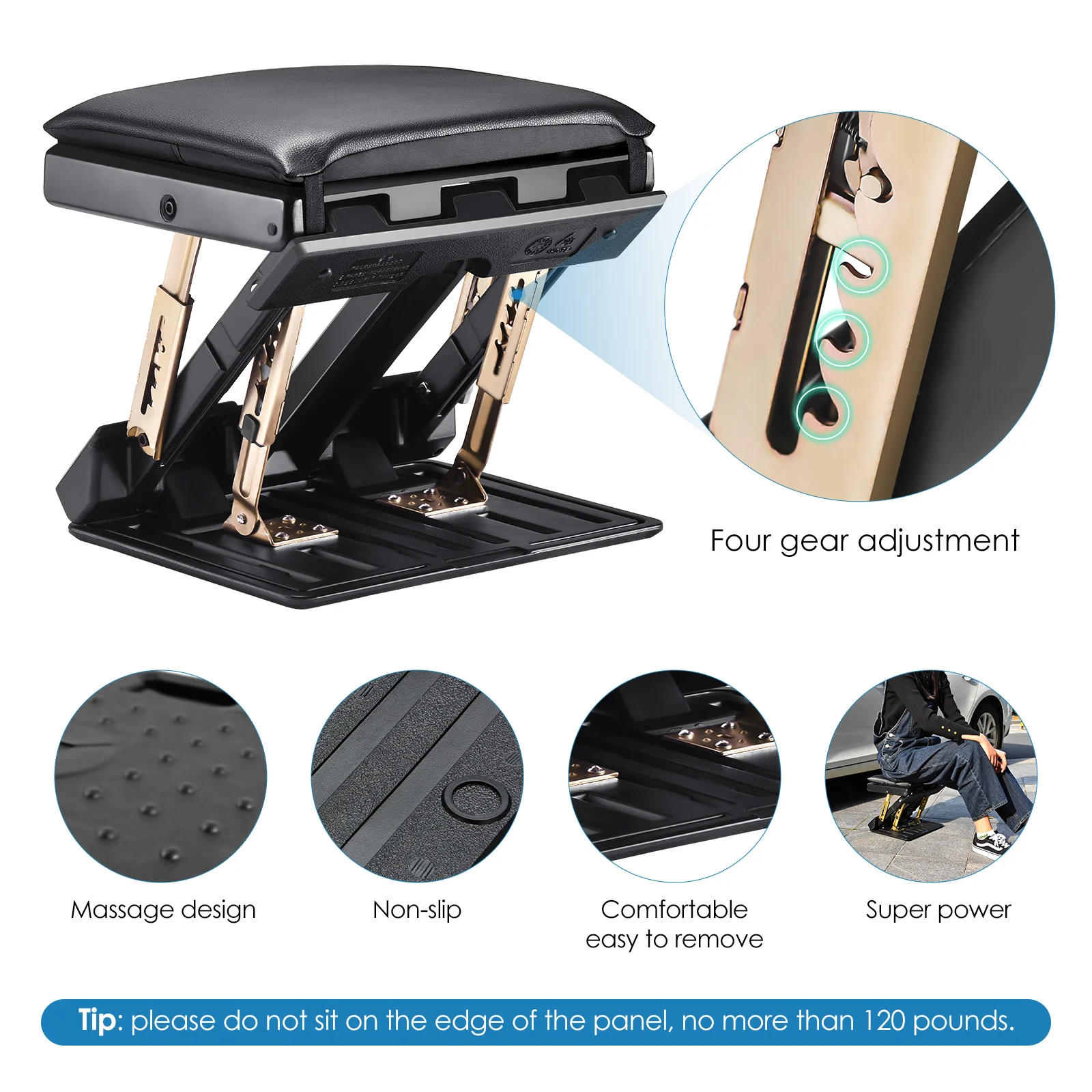 Adjustable Footrest with Removable Soft Foot Rest Pad Max-Load